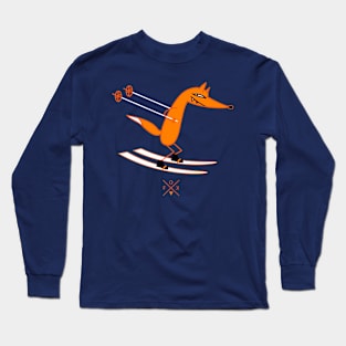 Smart fox with skis Long Sleeve T-Shirt